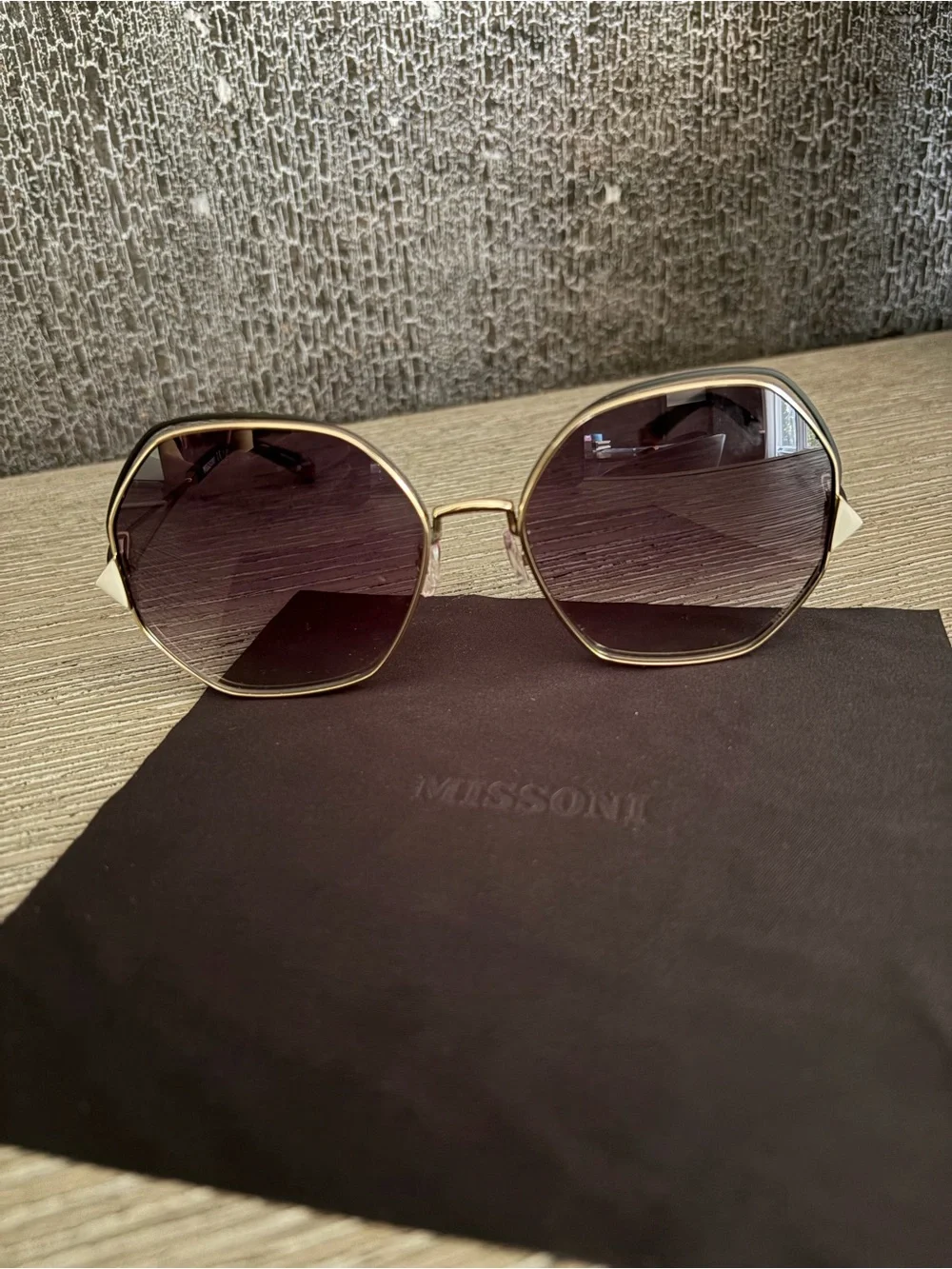 Missoni Gold Frame Sunglasses with Brown Lenses